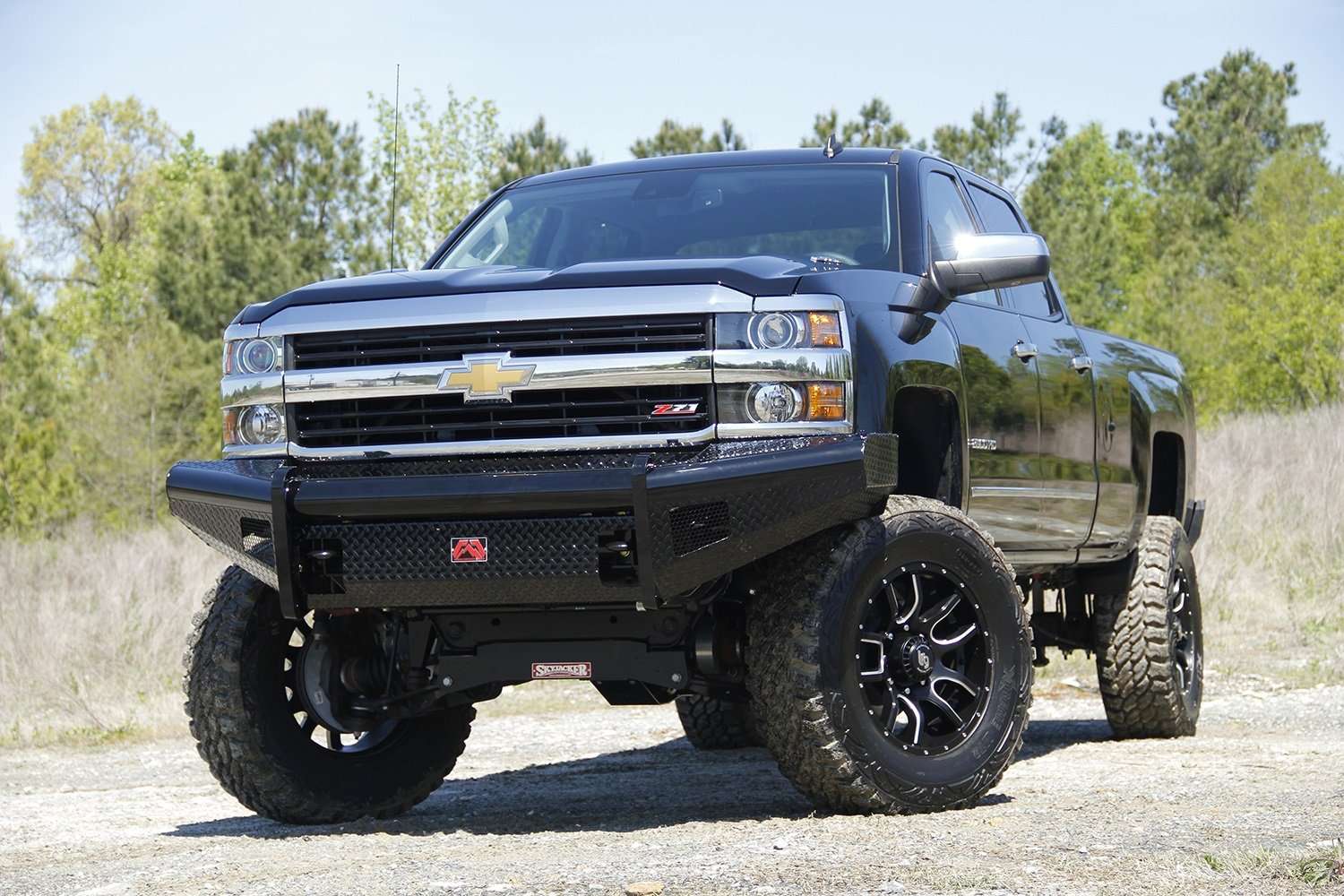 Fab Fours CH14 - S3061 - 1 Chevy Silverado 2500/3500 HD 2015 - 2019 Black Steel Front Bumper No Guard - Rugged Truck Gear