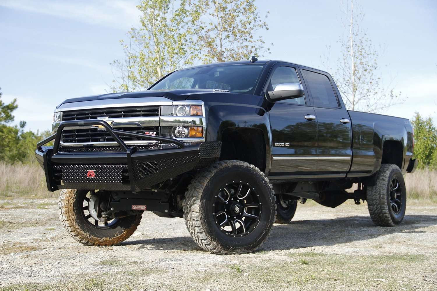Fab Fours CH14 - S3062 - 1 Chevy Silverado 2500/3500 HD 2015 - 2019 Black Steel Front Bumper Pre - Runner Guard - Rugged Truck Gear