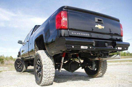 Fab Fours CH14 - T3050 - 1 GMC Sierra 2500/3500 HD 2015 - 2019 Black Steel Rear Bumper - Rugged Truck Gear