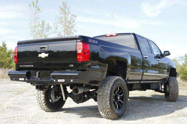 Fab Fours CH14 - T3050 - 1 GMC Sierra 2500/3500 HD 2015 - 2019 Black Steel Rear Bumper - Rugged Truck Gear