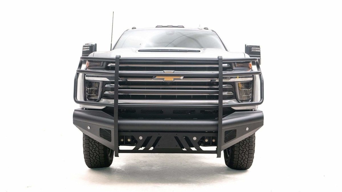 Fab Fours CH20 - Q4960 - 1 2020 - 2023 Chevy Silverado 2500/3500 HD Black Steel Elite Front Bumper Full Guard - Rugged Truck Gear