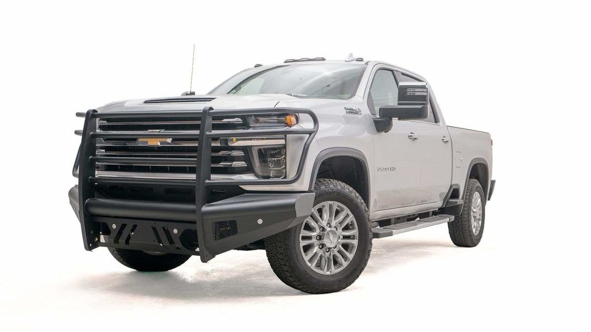 Fab Fours CH20 - Q4960 - 1 2020 - 2023 Chevy Silverado 2500/3500 HD Black Steel Elite Front Bumper Full Guard - Rugged Truck Gear