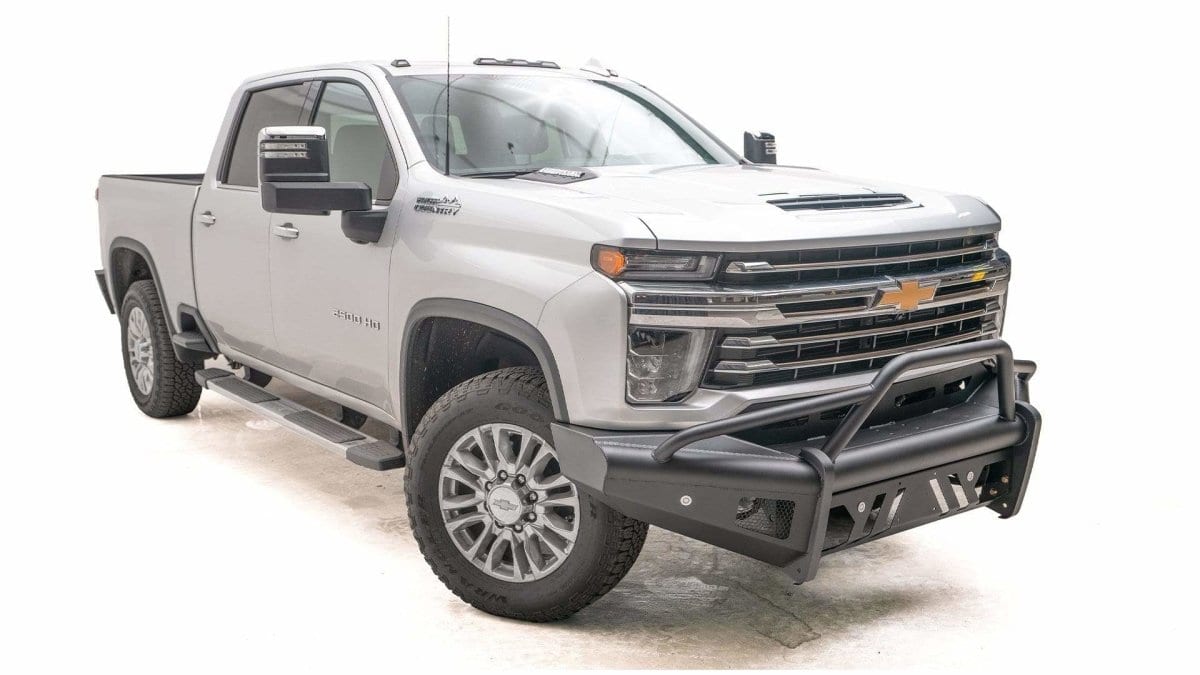 Fab Fours CH20 - Q4962 - 1 2020 - 2023 Chevy Silverado 2500/3500 HD Black Steel Elite Front Bumper Pre - Runner Guard - Rugged Truck Gear