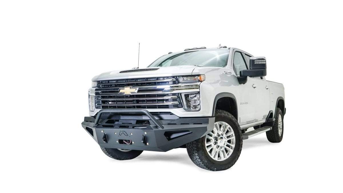 Fab Fours CH20 - RS4962 - 1 Chevy Silverado 2500/3500 HD 2020 - 2023 Red Steel Front Winch Bumper Pre - Runner Guard - Rugged Truck Gear