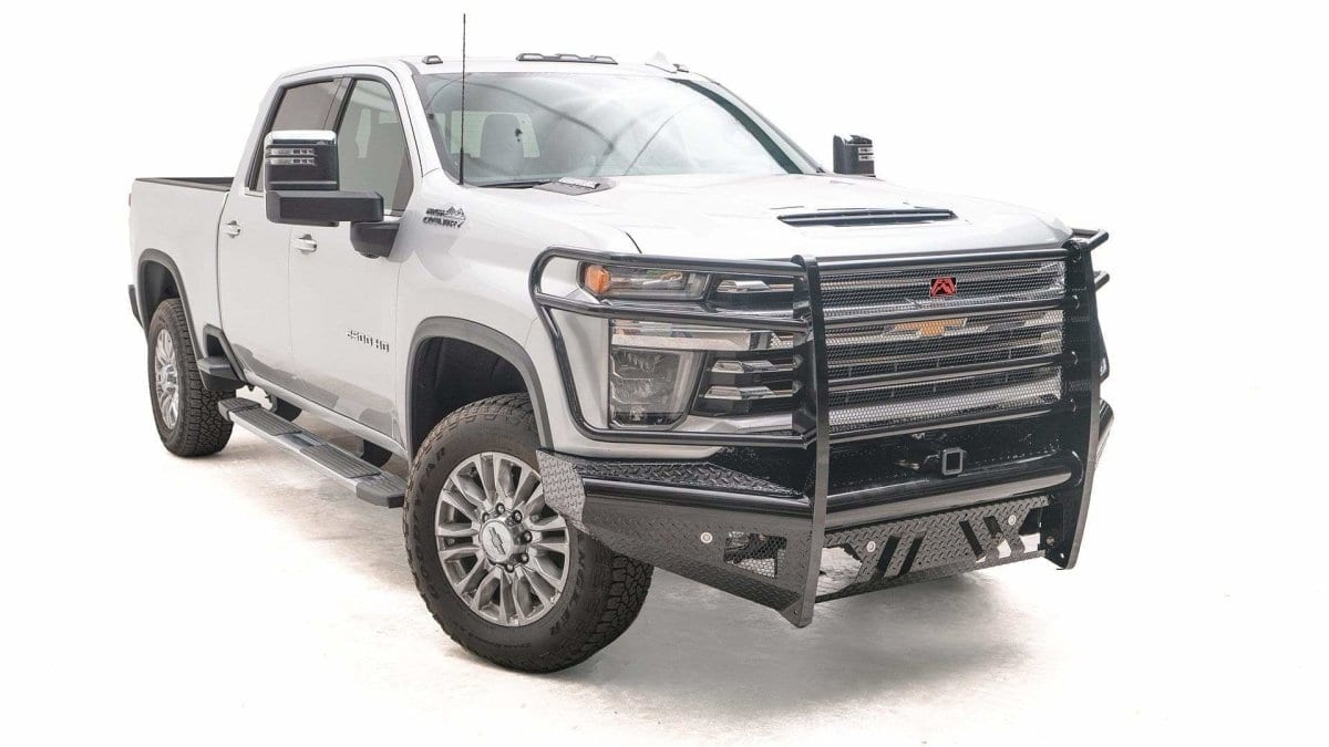 Fab Fours CH20 - S4960 - 1 Chevy Silverado 2500/3500 HD 2020 - 2023 Black Steel Front Bumper Full Guard Sensor - Rugged Truck Gear