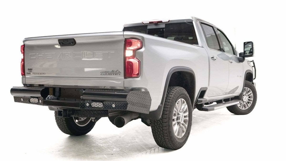 Fab Fours CH20 - T4950 - 1 GMC Sierra 2500/3500 HD 2020 - 2024 Black Steel Rear Bumper - Rugged Truck Gear