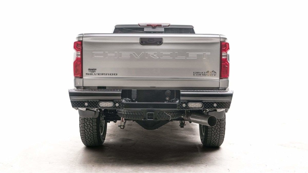 Fab Fours CH20 - T4950 - 1 GMC Sierra 2500/3500 HD 2020 - 2024 Black Steel Rear Bumper - Rugged Truck Gear