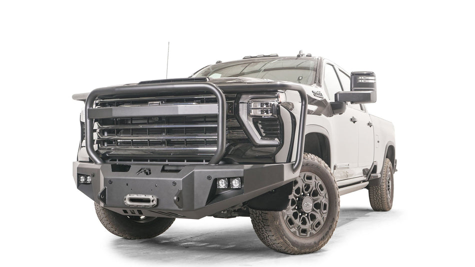 Fab Fours CH24 - A6150 - 1 2024 Chevy Silverado 2500/3500 HD New Premium Front Bumper Winch Ready Full Guard - Rugged Truck Gear