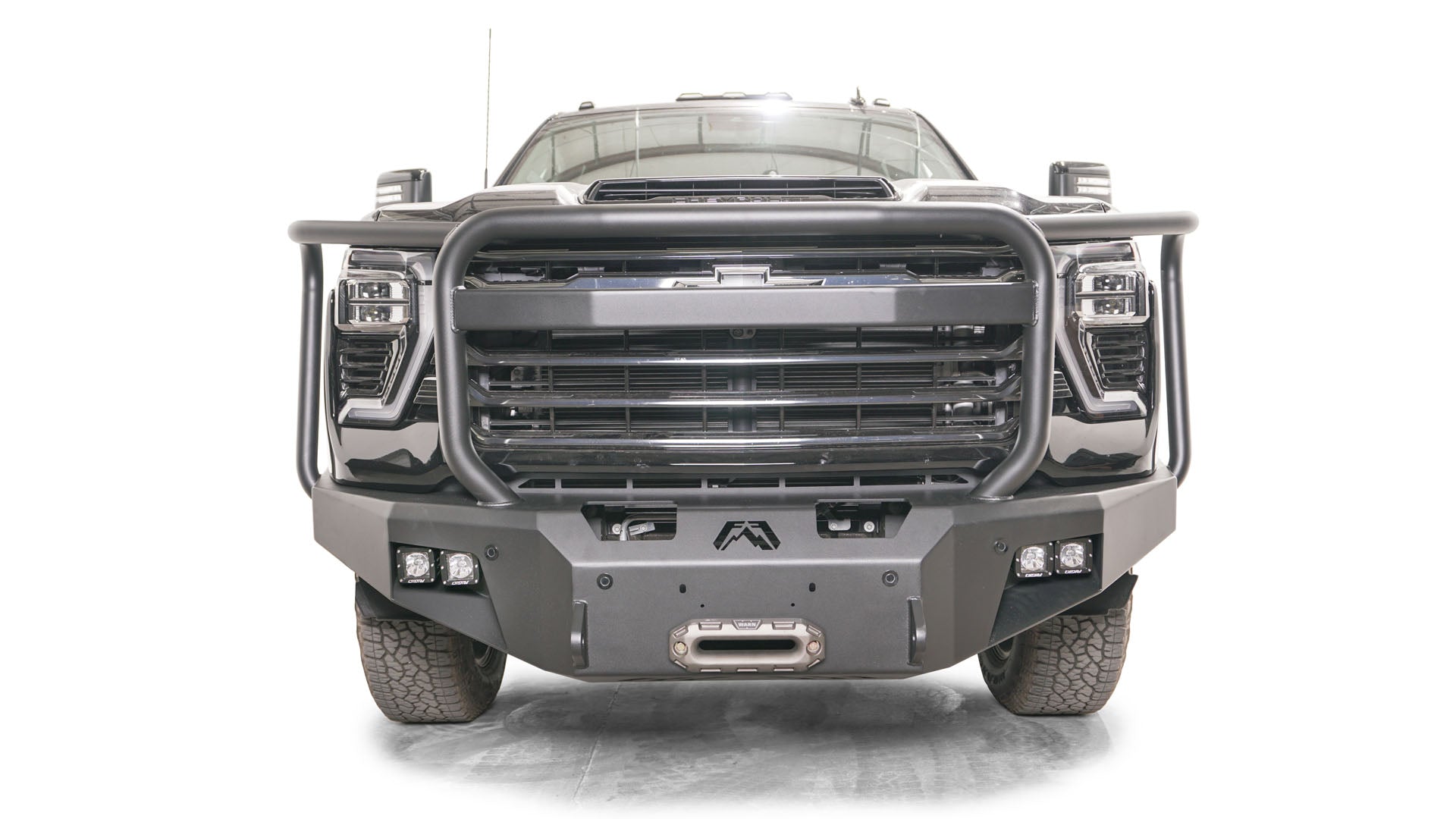 Fab Fours CH24 - A6150 - 1 2024 Chevy Silverado 2500/3500 HD New Premium Front Bumper Winch Ready Full Guard - Rugged Truck Gear