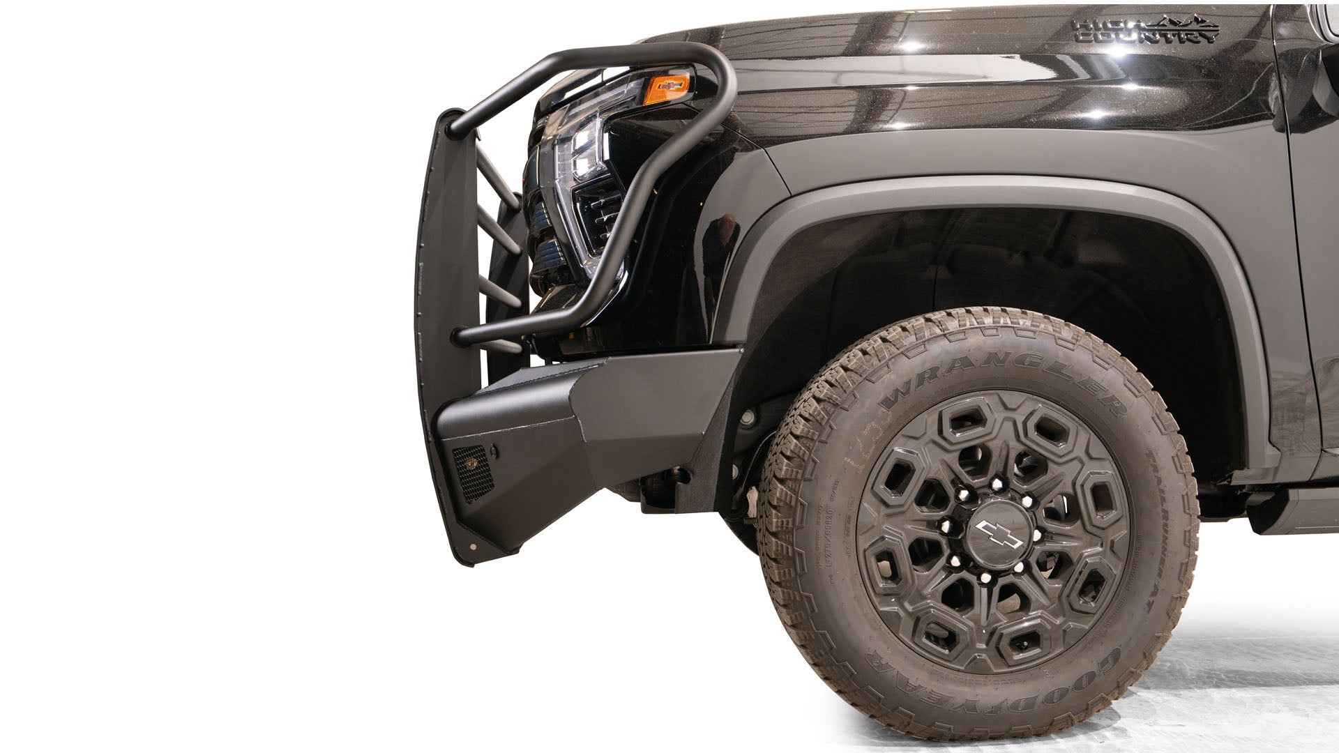 Fab Fours CH24 - Q6160 - 1 2024 Chevy Silverado 2500/3500 HD Black Steel Elite Front Bumper Full Guard - Rugged Truck Gear