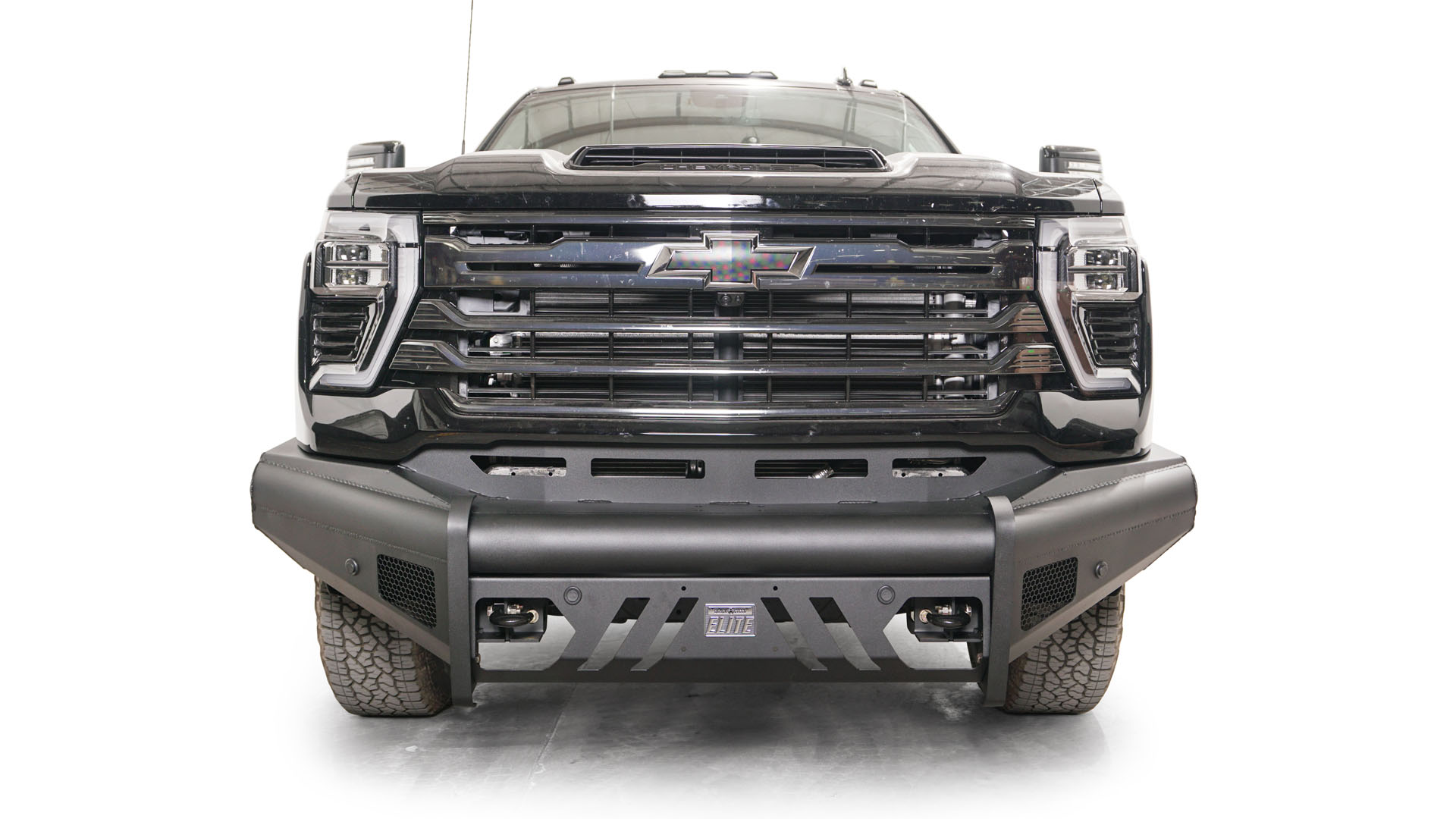 Fab Fours CH24 - Q6161 - 1 2024 Chevy Silverado 2500/3500 HD Black Steel Elite Front Bumper No Guard - Rugged Truck Gear
