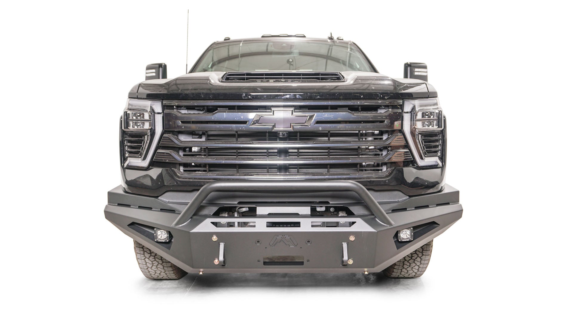 Fab Fours CH24 - RS6162 - 1 Chevy Silverado 2500/3500 HD 2024 Red Steel Front Winch Bumper Pre - Runner Guard - Rugged Truck Gear