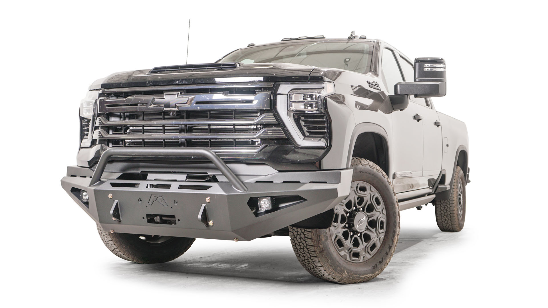 Fab Fours CH24 - RS6162 - 1 Chevy Silverado 2500/3500 HD 2024 Red Steel Front Winch Bumper Pre - Runner Guard - Rugged Truck Gear