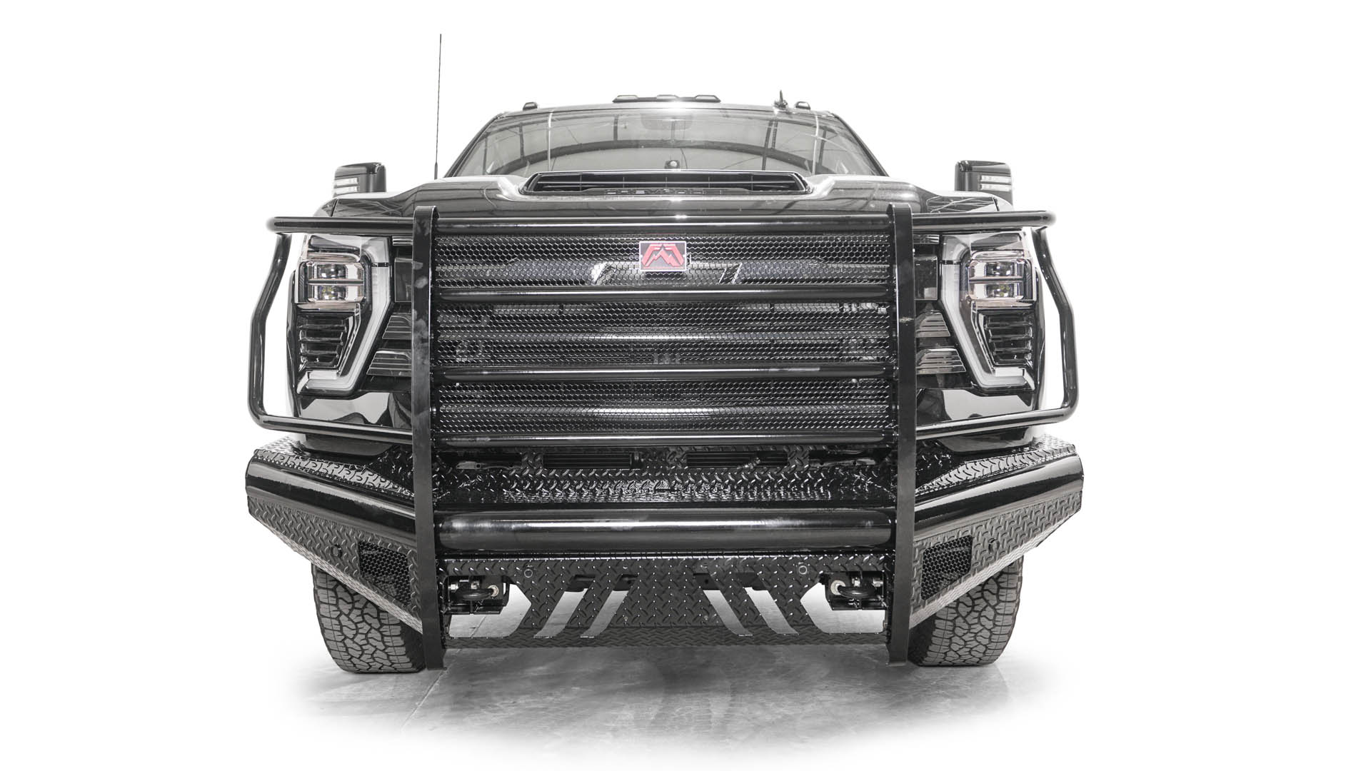 Fab Fours CH24 - S6160 - 1 Chevy Silverado 2500/3500 HD 2024 Black Steel Front Bumper Full Guard - Rugged Truck Gear