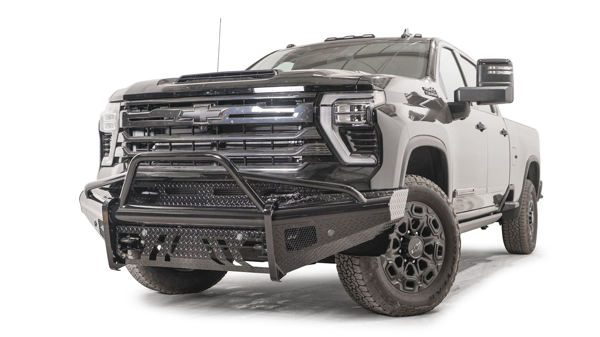 Fab Fours CH24 - S6162 - 1 Chevy Silverado 2500/3500 HD 2024 Black Steel Front Bumper Pre - Runner Guard - Rugged Truck Gear