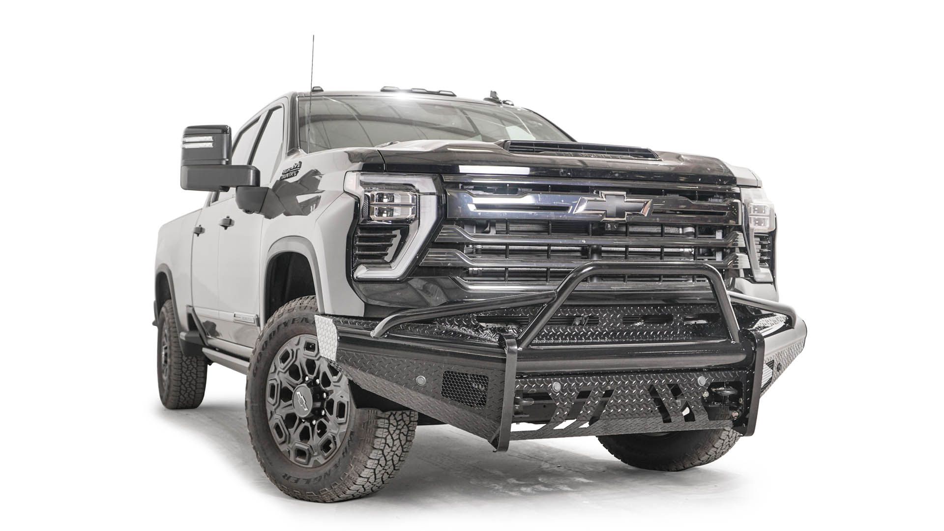 Fab Fours CH24 - S6162 - 1 Chevy Silverado 2500/3500 HD 2024 Black Steel Front Bumper Pre - Runner Guard - Rugged Truck Gear