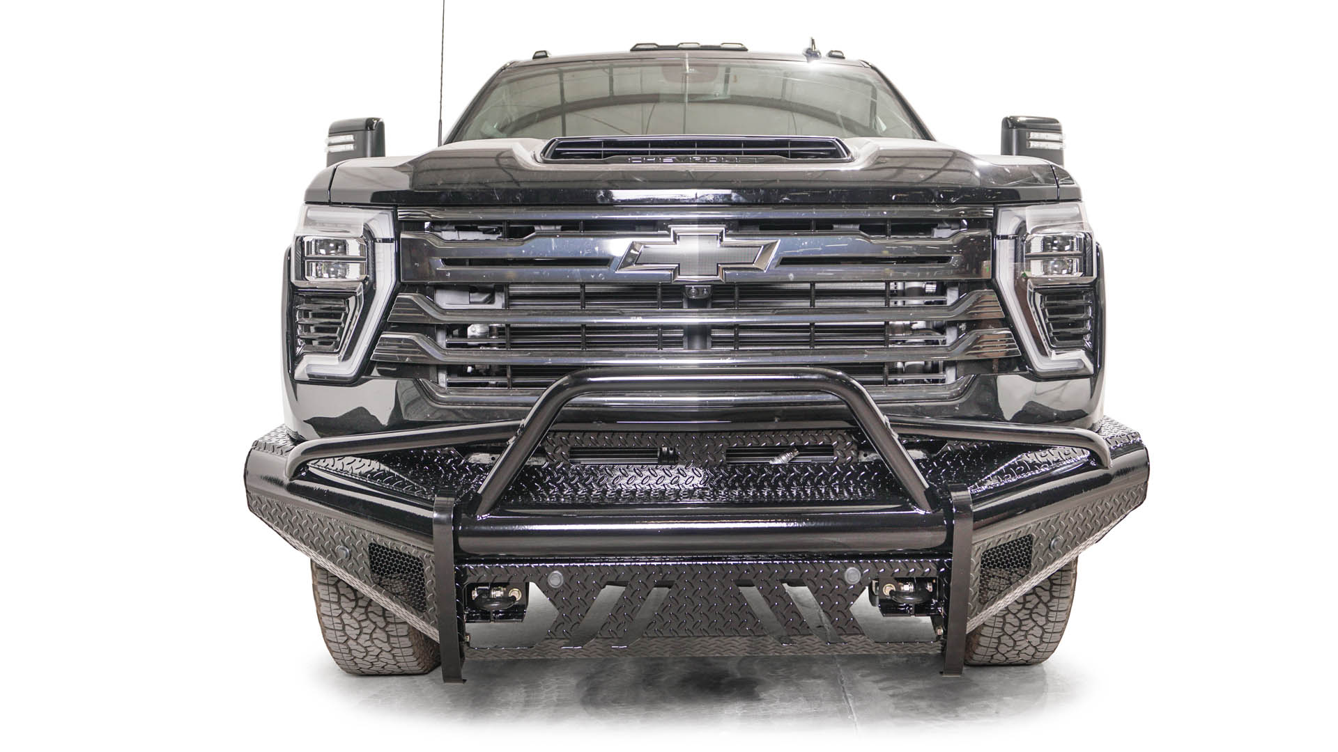Fab Fours CH24 - S6162 - 1 Chevy Silverado 2500/3500 HD 2024 Black Steel Front Bumper Pre - Runner Guard - Rugged Truck Gear