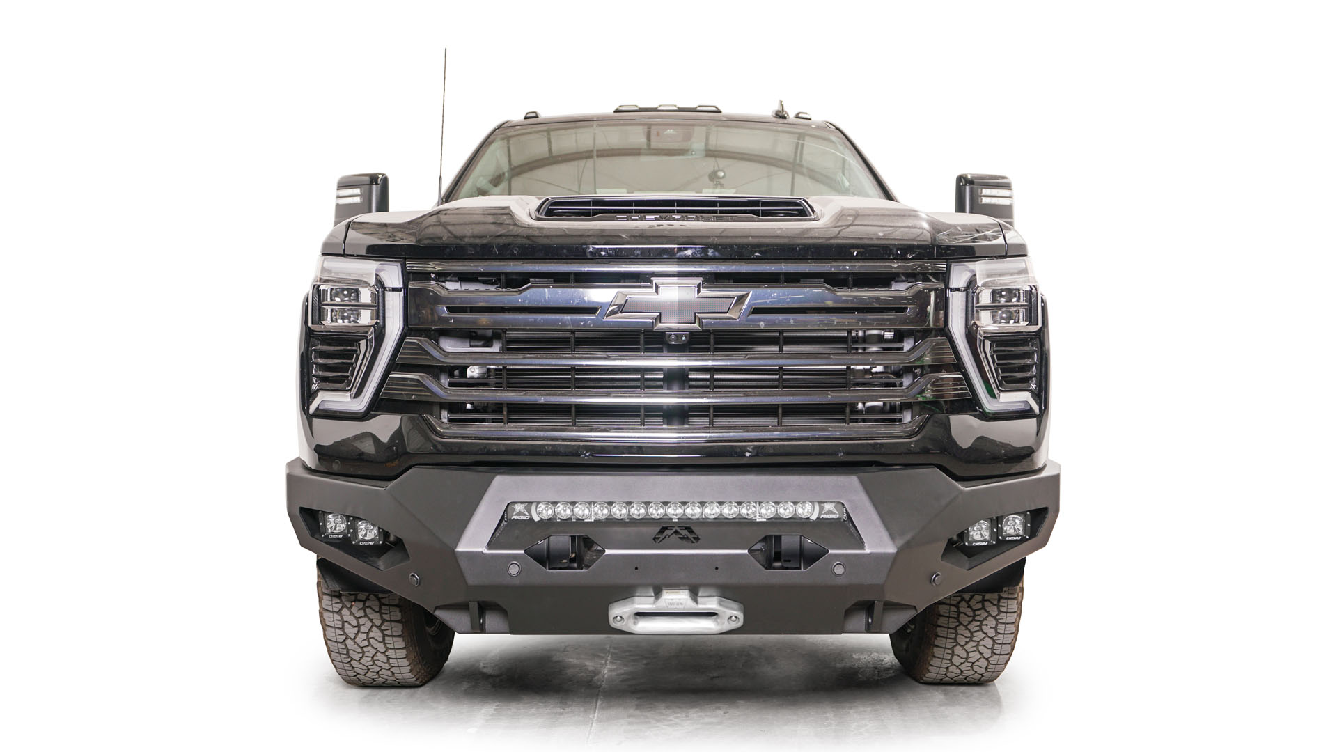 Fab Fours CH24 - X6151 - 1 2024 Chevy Silverado 2500/3500 HD Matrix Front Bumper Winch Ready No Guard - Rugged Truck Gear