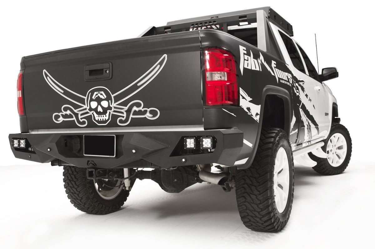 Fab Fours CS14-E3151-1 2014-2018 GMC Sierra 1500 Vengeance Rear Bumper with Sensor Holes-BumperStock