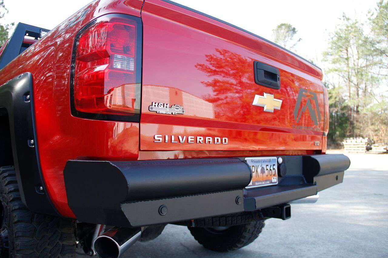 Fab Fours CS14 - U3150 - 1 2014 - 2018 Chevy Silverado 1500 Black Steel Elite Rear Bumper - Rugged Truck Gear
