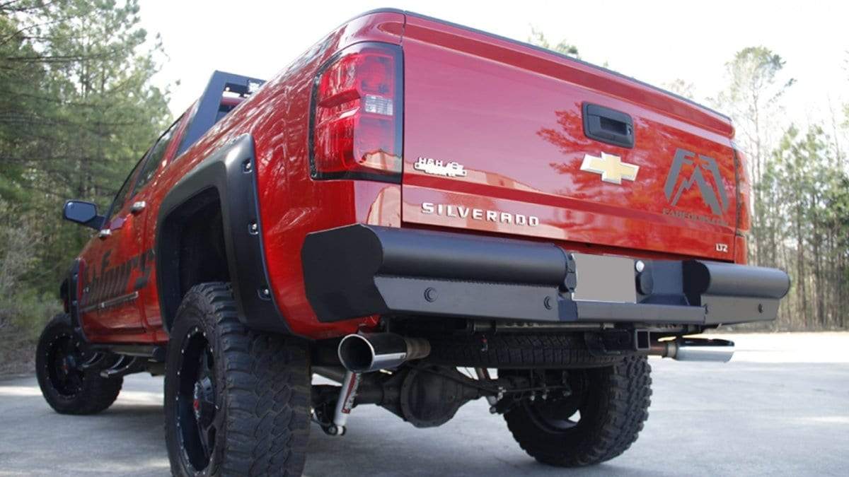 Fab Fours CS14 - U3150 - 1 2014 - 2018 GMC Sierra 1500 Black Steel Elite Rear Bumper - Rugged Truck Gear