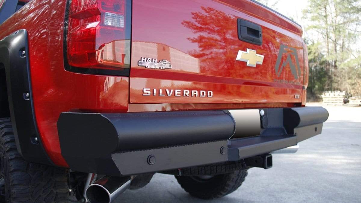 Fab Fours CS14 - U3150 - 1 2014 - 2018 GMC Sierra 1500 Black Steel Elite Rear Bumper - Rugged Truck Gear