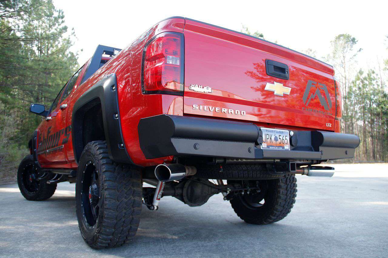 Fab Fours CS14-U3150-1 2014-2018 Chevy Silverado 1500 Black Steel Elite Rear Bumper-BumperStock