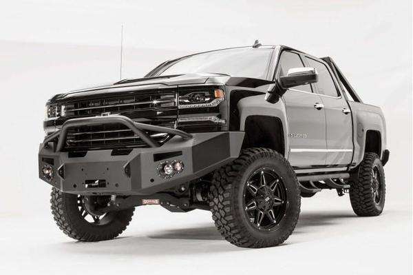 Fab Fours CS16 - F3852 - 1 Chevy Silverado 1500 2016 - 2018 Premium Front Bumper Winch Ready Pre - Runner Guard - Rugged Truck Gear