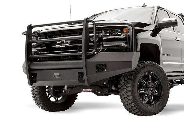 Fab Fours CS16 - R3860 - 1 Chevy Silverado 1500 2016 - 2018 Black Steel Elite Front Bumper Full Guard - Rugged Truck Gear