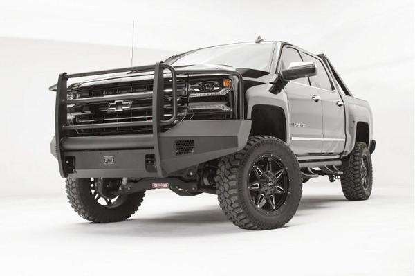 Fab Fours CS16 - R3860 - 1 Chevy Silverado 1500 2016 - 2018 Black Steel Elite Front Bumper Full Guard - Rugged Truck Gear