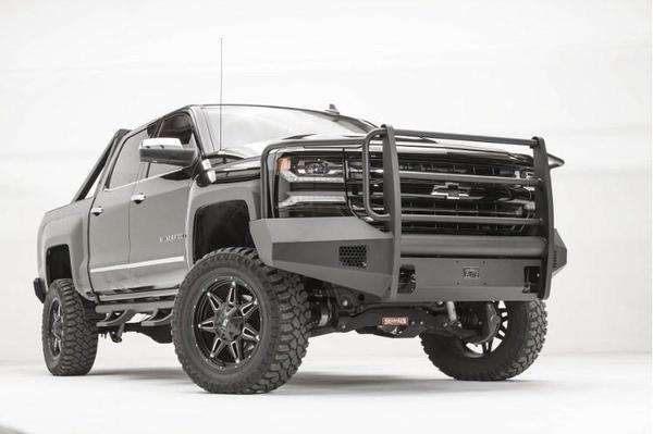 Fab Fours CS16 - R3860 - 1 Chevy Silverado 1500 2016 - 2018 Black Steel Elite Front Bumper Full Guard - Rugged Truck Gear