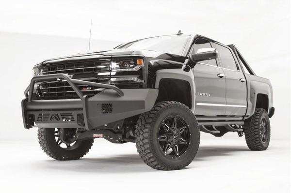 Fab Fours CS16 - R3862 - 1 Chevy Silverado 1500 2016 - 2018 Black Steel Elite Front Bumper Pre - Runner Guard - Rugged Truck Gear