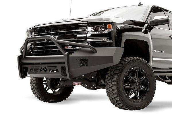 Fab Fours CS16 - R3862 - 1 Chevy Silverado 1500 2016 - 2018 Black Steel Elite Front Bumper Pre - Runner Guard - Rugged Truck Gear
