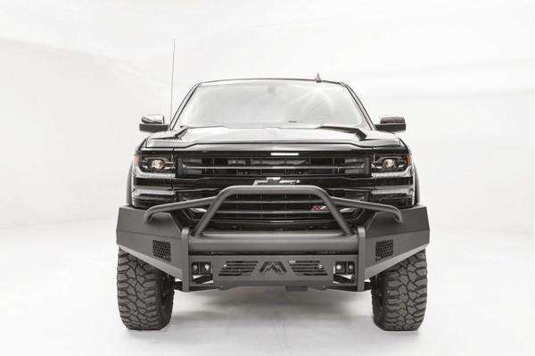 Fab Fours CS16-R3862-1 Chevy Silverado 1500 2016-2018 Black Steel Elite Front Bumper Pre-Runner Guard-BumperStock