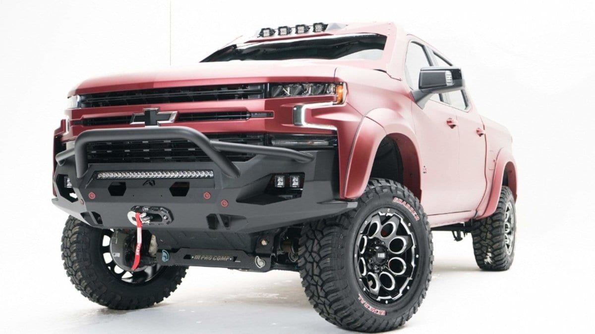 Fab Fours CS19 - X4052 - 1 Chevy Silverado 1500 2019 - 2021 Matrix Front Bumper Winch Ready Pre - Runner Guard - Rugged Truck Gear
