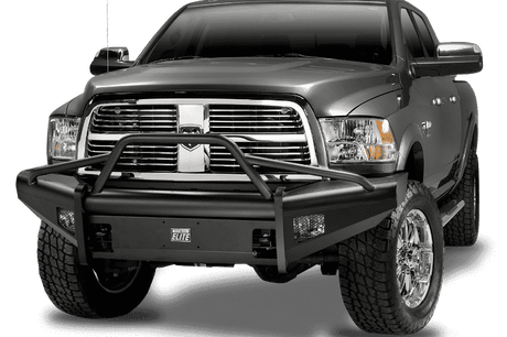 Fab Fours DR06-Q1162-1 Dodge Ram 2500/3500/4500/5500 HD 2006-2009 Black Steel Elite Front Bumper Pre-Runner Guard-BumperStock