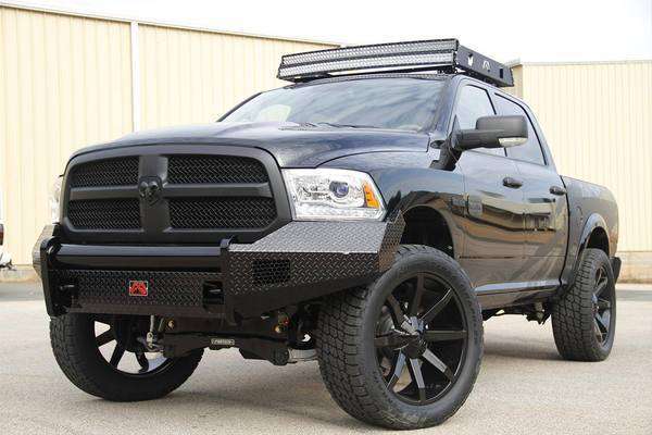 Fab Fours DR09 - K2461 - 1 Dodge Ram 1500 2009 - 2012 Black Steel Front Bumper No Guard - Rugged Truck Gear