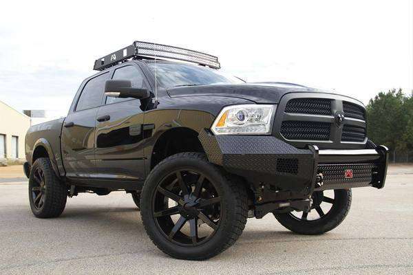 Fab Fours DR09 - K2461 - 1 Dodge Ram 1500 2009 - 2012 Black Steel Front Bumper No Guard - Rugged Truck Gear