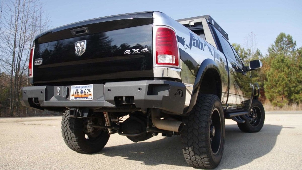 Fab Fours DR09 - W2952 - 1 Dodge Ram 1500 2009 - 2018 Premium Rear Bumper Sensor Dual Exhaust - Rugged Truck Gear