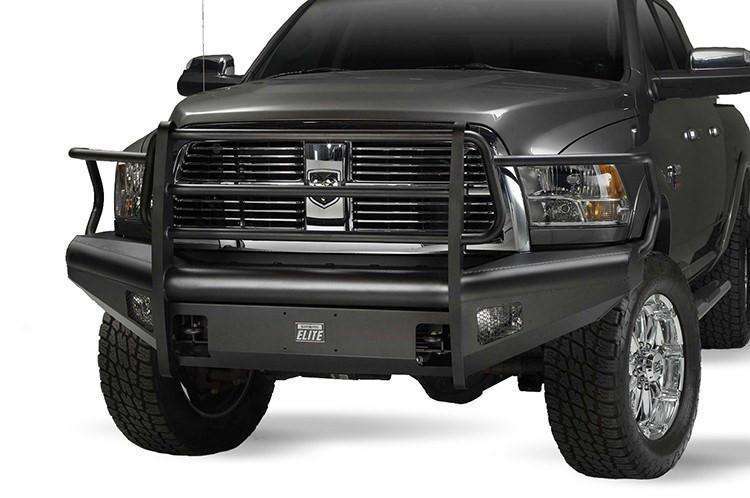 Fab Fours DR10-Q2960-1 Dodge Ram 2500/3500/4500/5500 HD 2010-2018 Black Steel Elite Front Bumper Full Guard-BumperStock