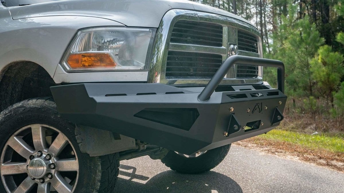Fab Fours DR10 - RS2962 - 1 Dodge Ram 2500/3500 HD 2010 - 2018 Red Steel Winch Front Bumper Pre - Runner Guard - Rugged Truck Gear