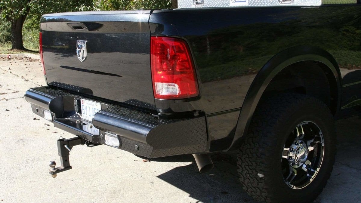 Fab Fours DR10-T2950-1 Dodge Ram 1500 2009-2018 Black Steel Rear Bumper-BumperStock