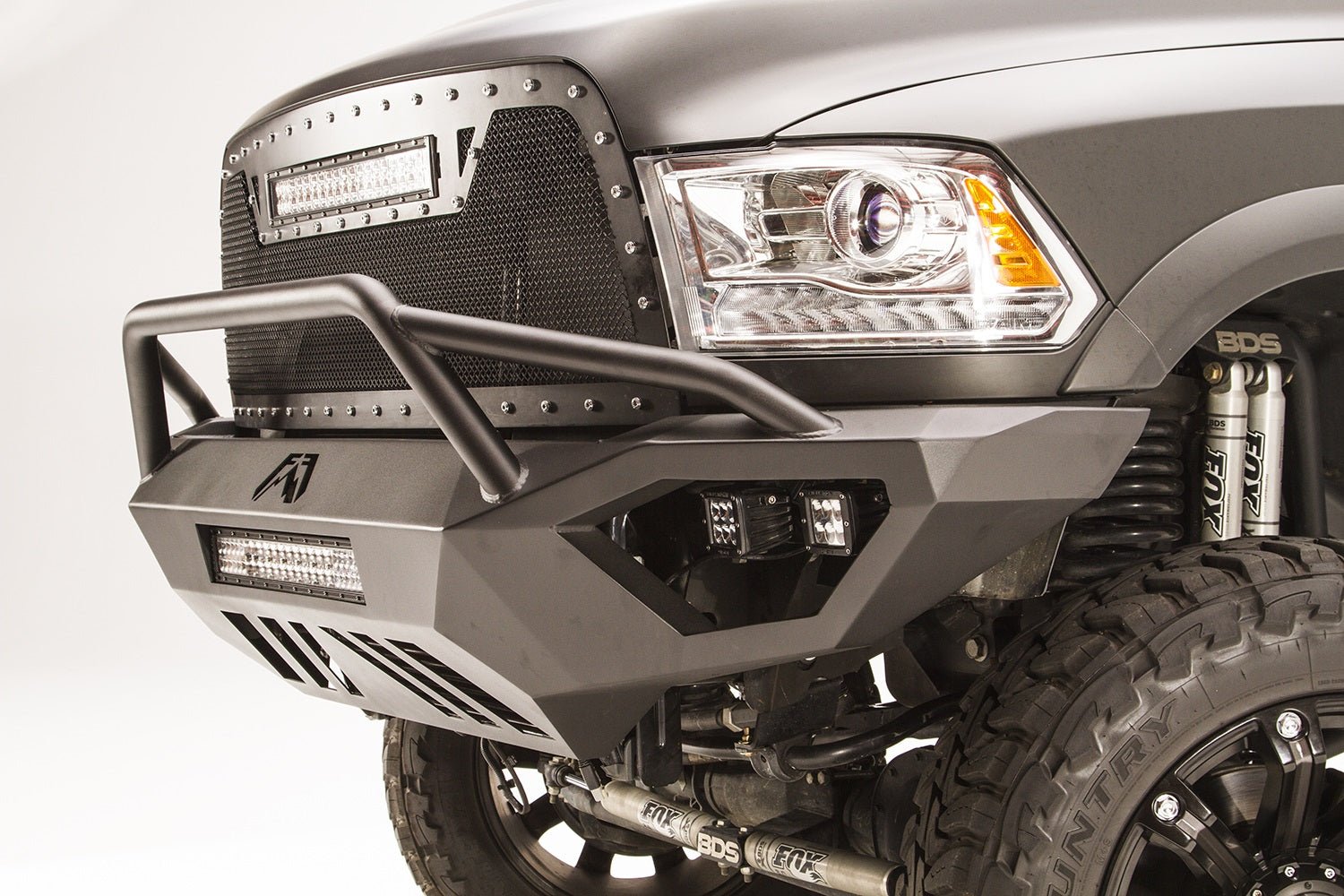 Fab Fours DR10 - V2952 - 1 Dodge Ram 2500/3500 HD 2010 - 2018 Vengeance Front Bumper Pre - Runner Guard Non - Sensor - Rugged Truck Gear