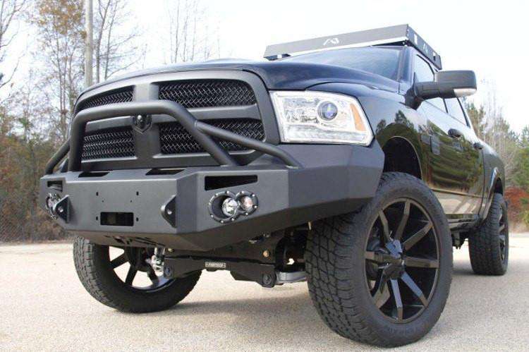 Fab Fours DR13-H2952-1 Dodge Ram 1500 2013-2018 Premium Front Bumper Winch Ready Pre-Runner Guard Non-Sensor-BumperStock