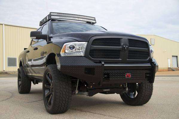 Fab Fours DR13 - K2961 - 1 Dodge Ram 1500 2013 - 2018 Black Steel Front Bumper No Guard - Rugged Truck Gear
