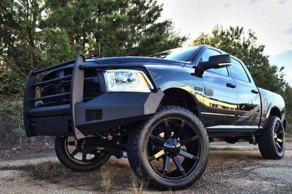 Fab Fours DR13 - R2960 - 1 Dodge Ram 1500 2013 - 2018 Black Steel Elite Front Bumper Full Guard - Rugged Truck Gear