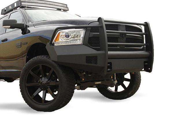 Fab Fours DR13 - R2960 - 1 Dodge Ram 1500 2013 - 2018 Black Steel Elite Front Bumper Full Guard - Rugged Truck Gear