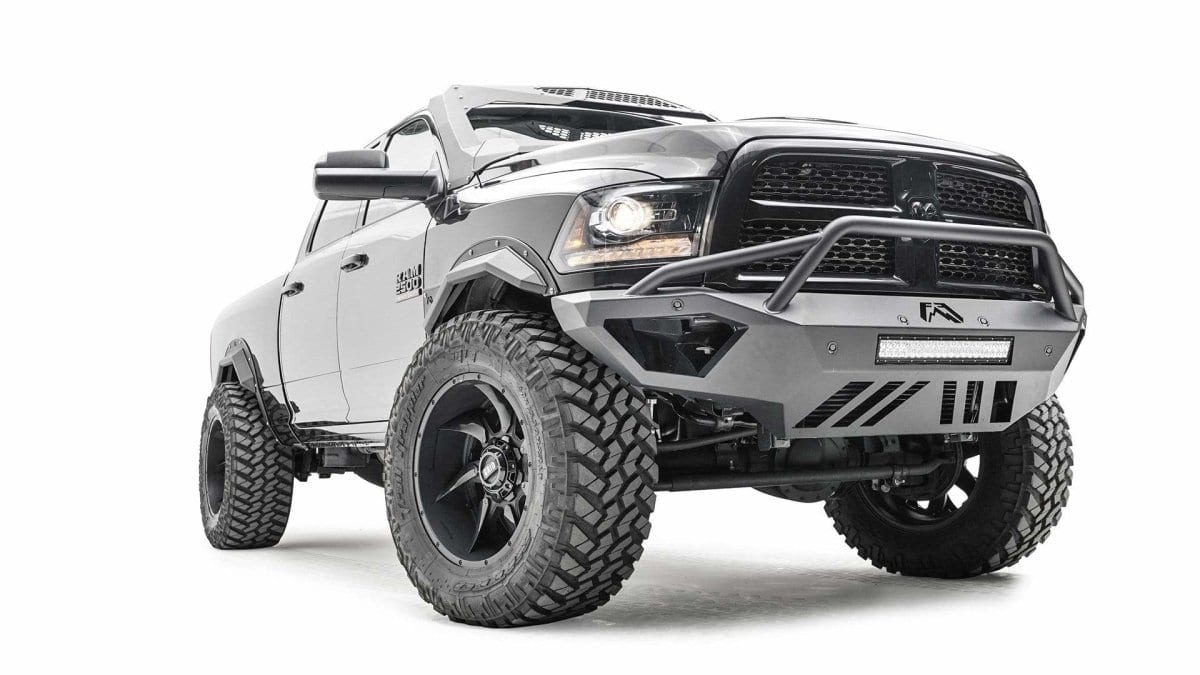 Fab Fours DR16 - V4062 - 1 Dodge Ram 2500/3500 HD 2016 - 2018 Open Fender Front Bumper Pre - Runner Guard - Rugged Truck Gear