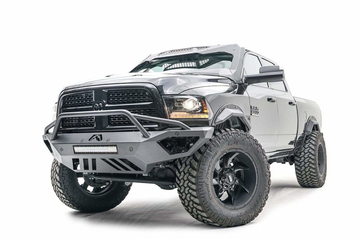Fab Fours DR16 - V4062 - 1 Dodge Ram 2500/3500 HD 2016 - 2018 Open Fender Front Bumper Pre - Runner Guard - Rugged Truck Gear