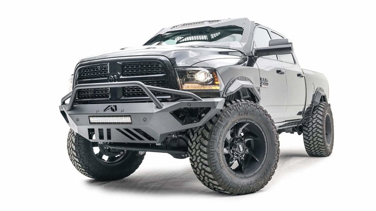 Fab Fours DR16 - V4062 - 1 Dodge Ram 2500/3500 HD 2016 - 2018 Open Fender Front Bumper Pre - Runner Guard - Rugged Truck Gear